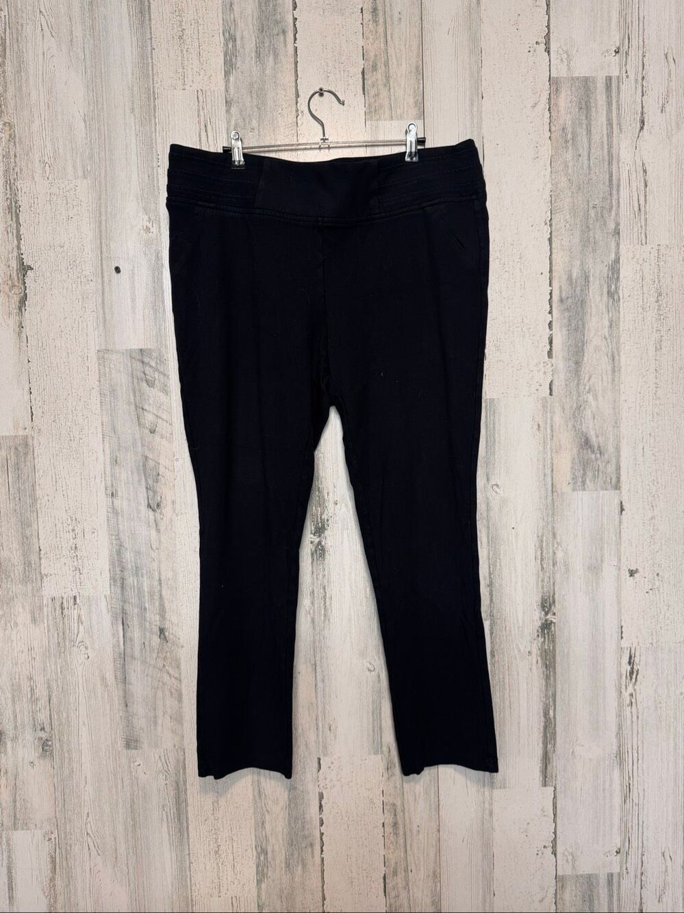 Roz & Ali Pull On Ponte Knit Pants Womens XL Average Black Straight Leg Stretch